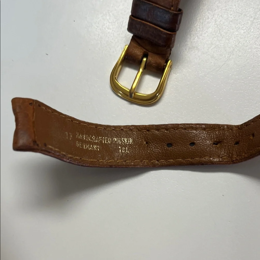 Vintage Gold Skeleton Mickey Mouse  Watch with Brown Leather Strap - Picture 5 of 5